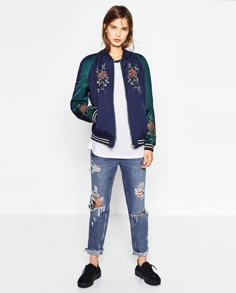 Zara Embroidered Bomber Jacket