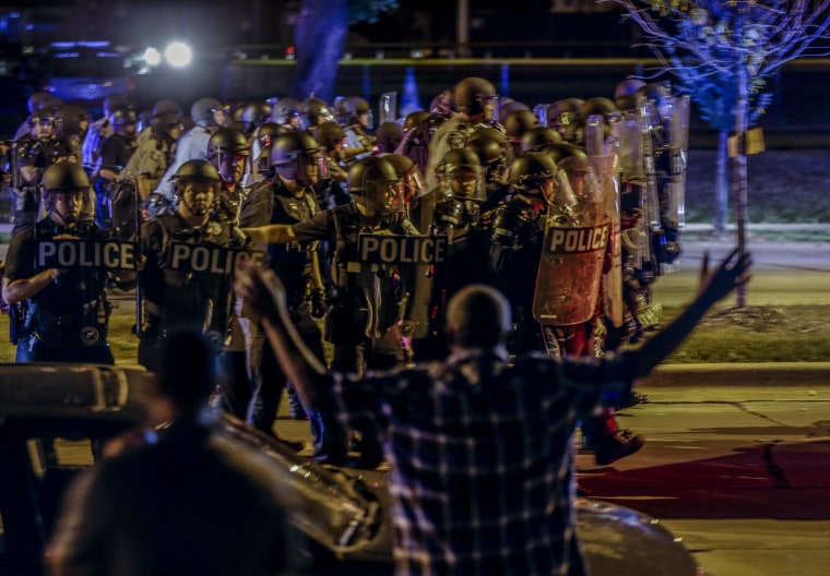 Image: Police moved in on a group of protesters in Milwaukee