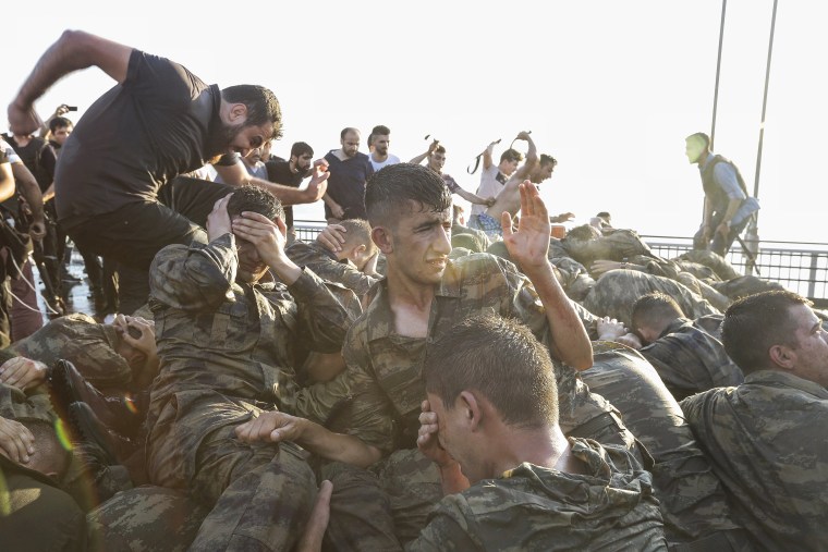 Image: Soldiers surrender after failed coup in Turkey on July 16, 2016