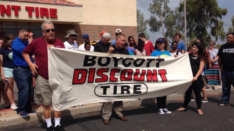 Latino advocates announced a boycott of Discount Tire