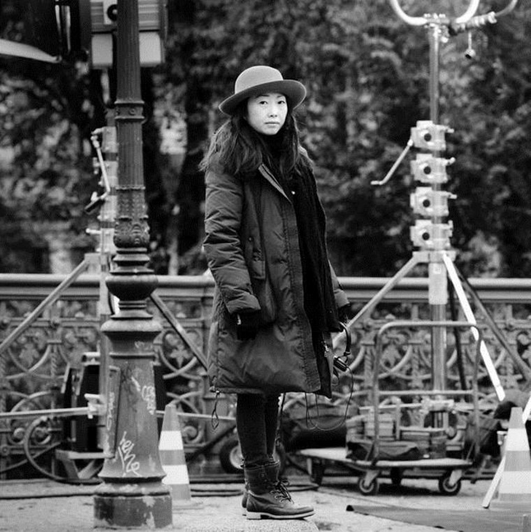 Filmmaker Lulu Wang is pictured on set during the production of one of her films.