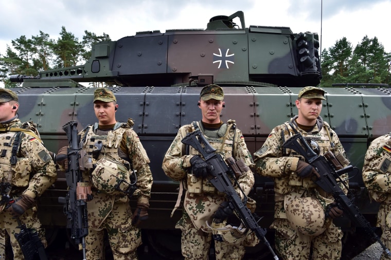 Image: German soldiers after drill on June 29, 2016