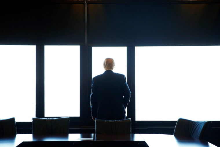 Image: Republican U.S. presidential nominee Donald Trump looks out at Lake Michigan during a visit to the Milwaukee County War Memorial Center in Milwaukee, Wisconsin