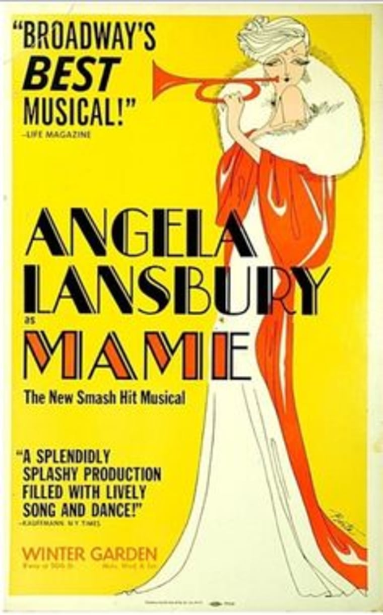The vintage Broadway poster for the musical "Mame," which was based on the novel "Auntie Mame" by Patrick Dennis.