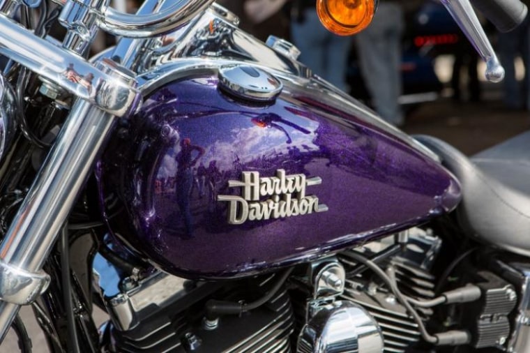 A Harley-Davidson motorcycle is pictured at the Harley-Davidson Museum in Milwaukee, Wisconsin