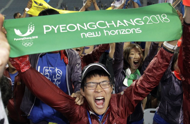 Image: Celebrations after PyeongChang was announced as Olympic host on July 7, 2011