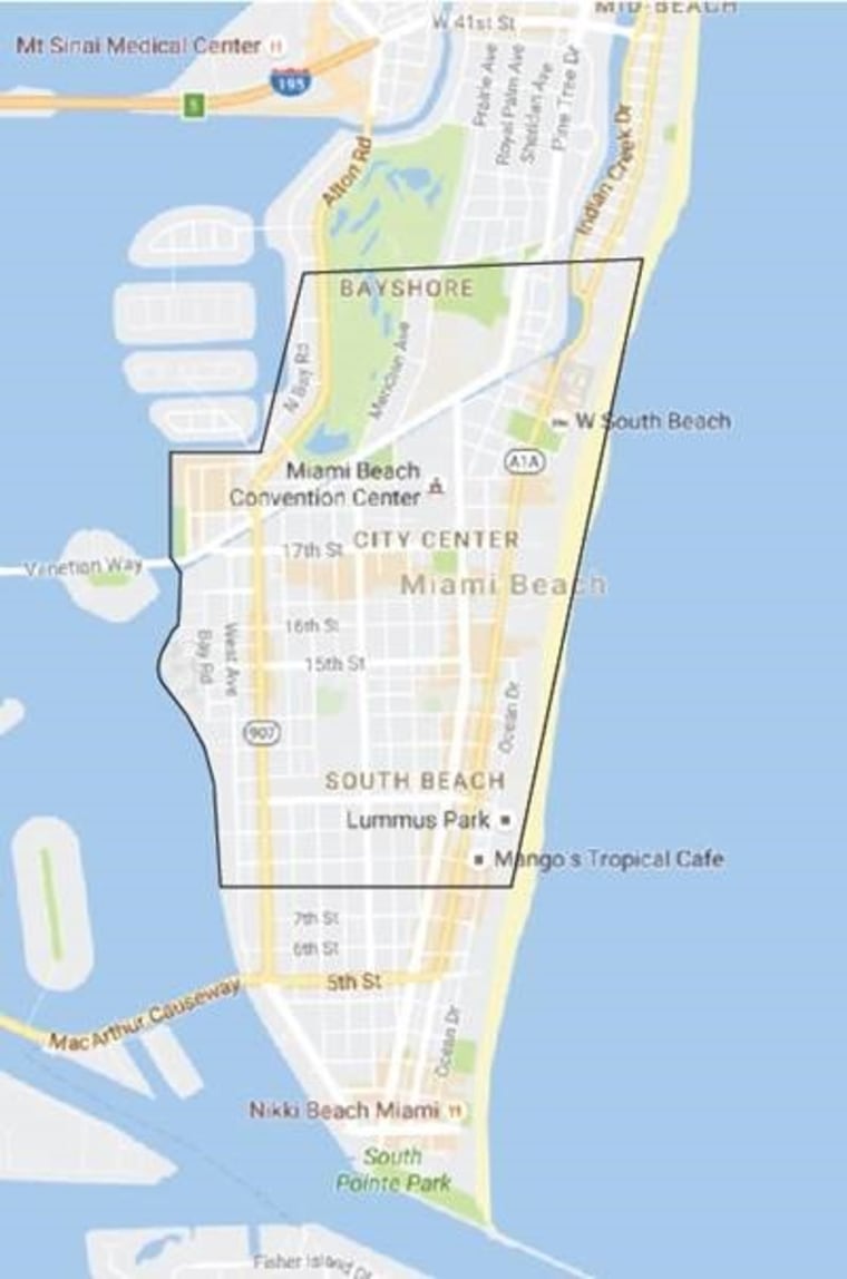 The area of Miami Beach where Zika has been spreading.