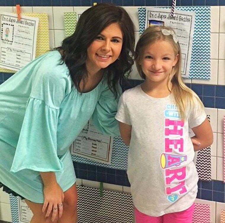 Brooke Gallagher with her new second grade teacher, Brandy Young.