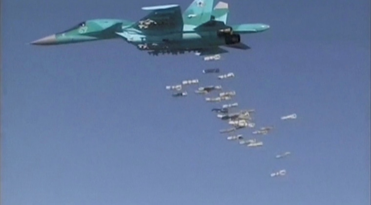 Image: A Russian jet carries out an airstrike over Syria