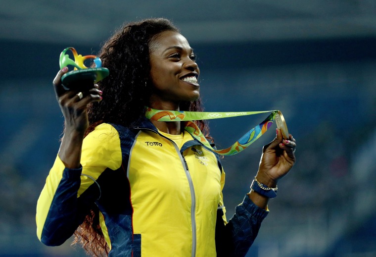 Gold medalist Caterine Ibarguen of Colombia