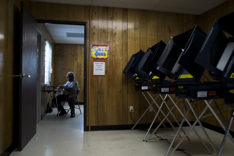 Before Clark County employed mobile voting trailers, it started off with permanent construction trailers, which remain in place at a single location throughout early voting.