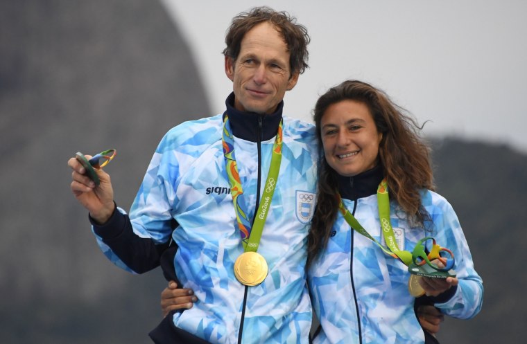 Argentina's Gold Medalist's Santiago Lange and Cecilia Carranza