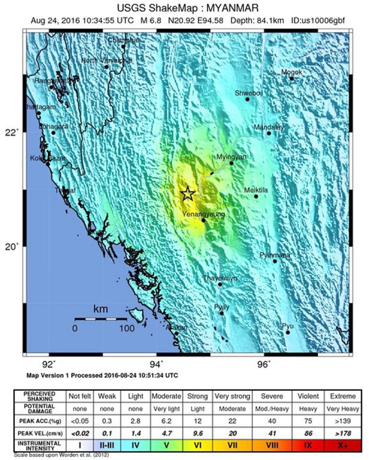 Image: 6.8 magnitude earthquake hits central Myanmar