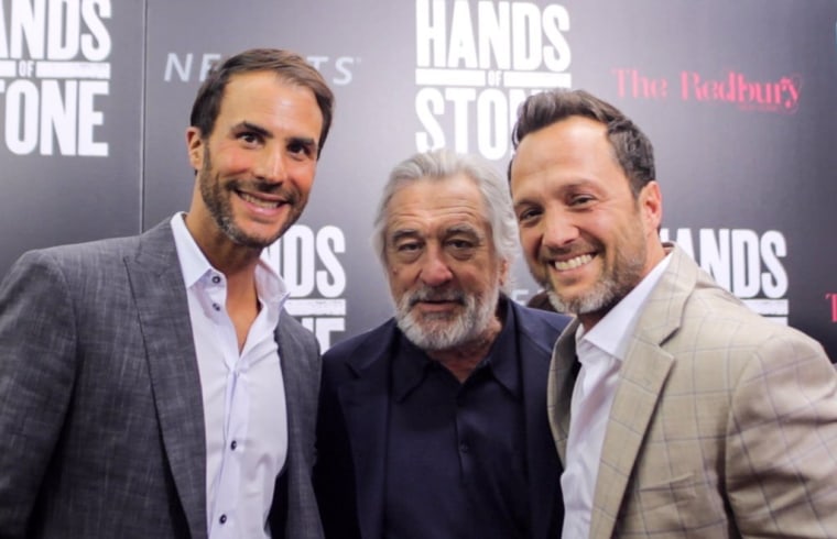 Left to right: Ben Silverman, Robert De Niro and Jay Weisleder at the 'Hands of Stone' premiere