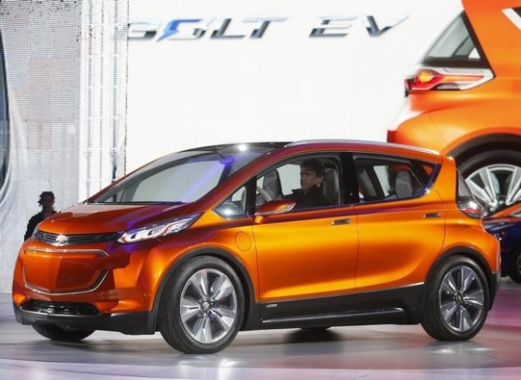 The Chevrolet Bolt EV electric concept car is unveiled during the first press preview day of the North American International Auto Show in Detroit