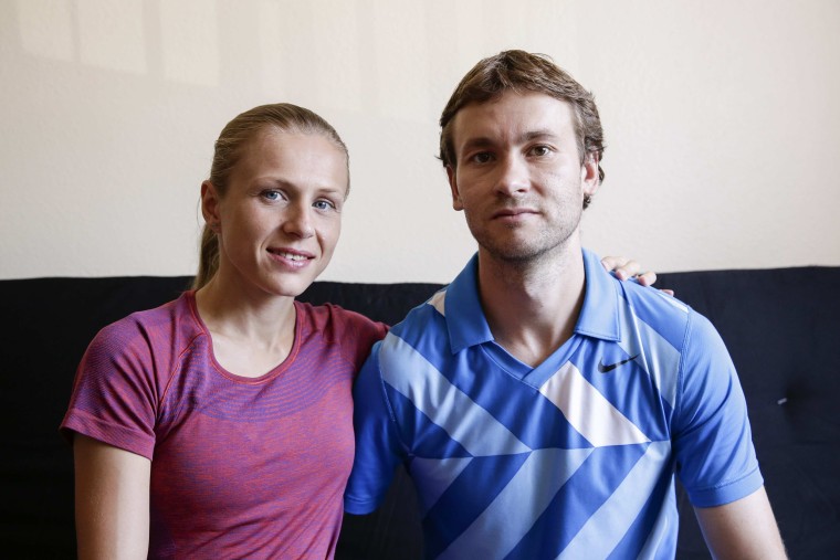 Image: Russian Olympian couple Yuliya and Vitaly Stepanovs