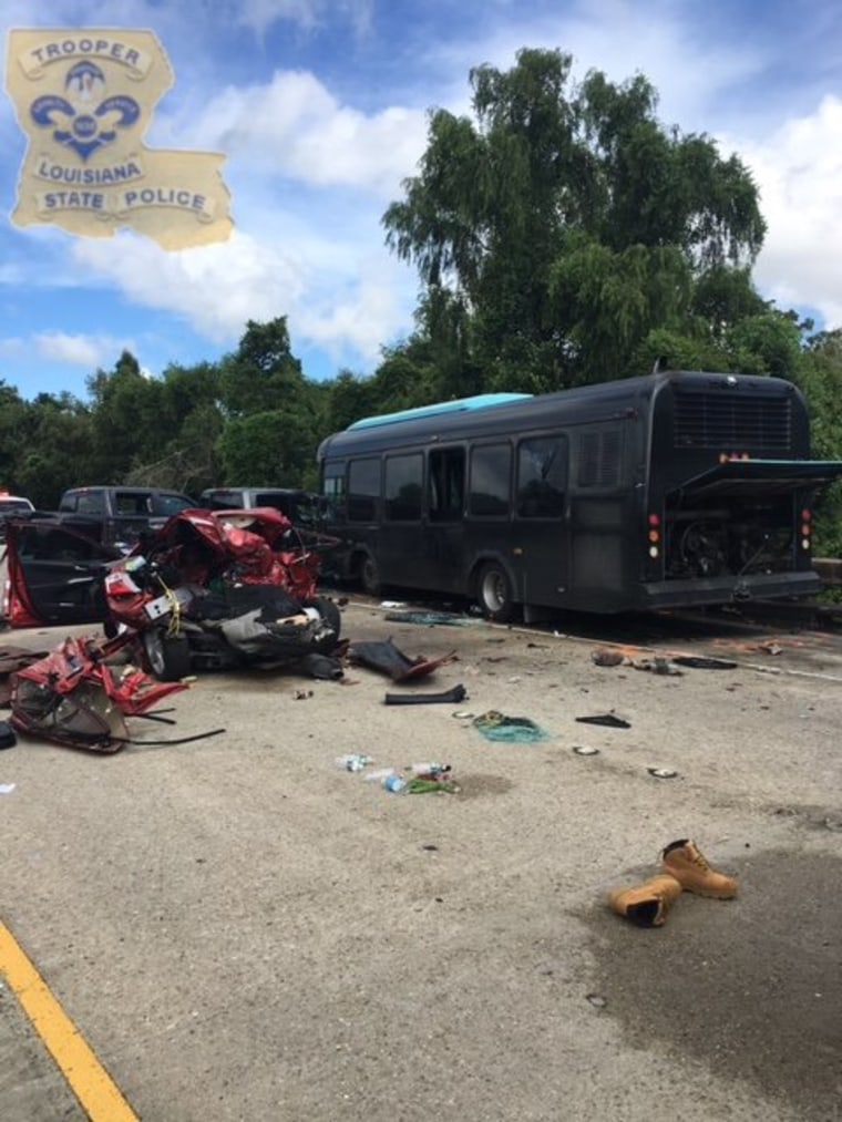 A fatal crash on Interstate 10 in Louisiana killed two and injured dozens.