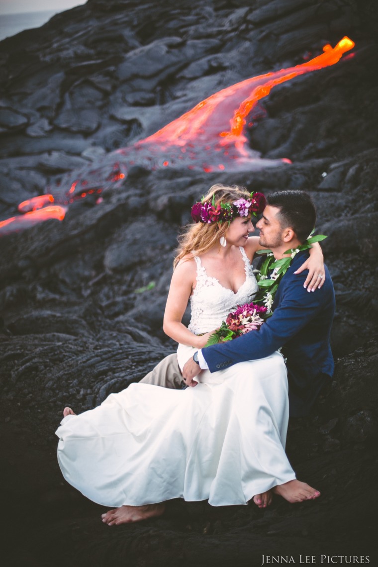 Flowing lava on a live volcano shot by Jenna Lee in Hawaii