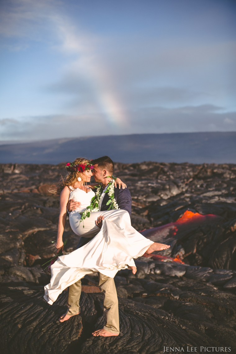 Wedding photos on a live volcano shot by Jenna Lee