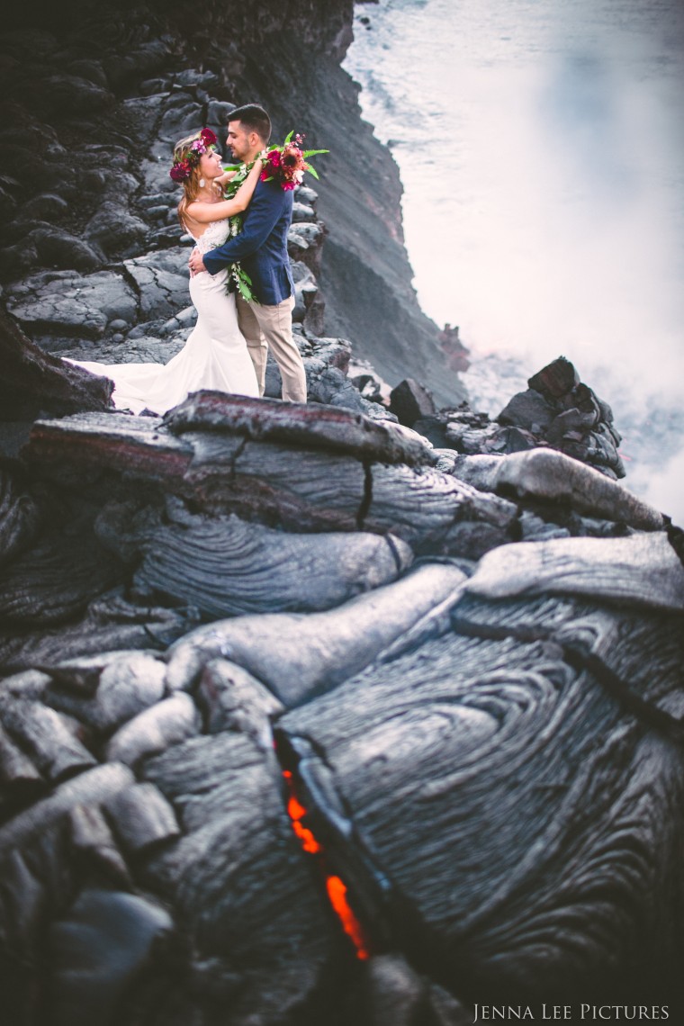 Alex and Lauren Michaels photographed on a live volcano by Jenna Lee