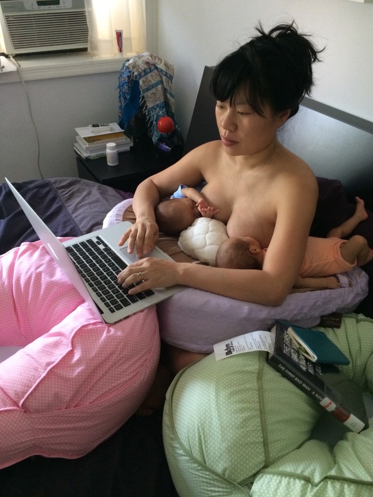 Hein Koh recently posted a photo of herself, breastfeeding her twin daughters while working on her laptop, along with a post encouraging moms to not give up on their dreams.