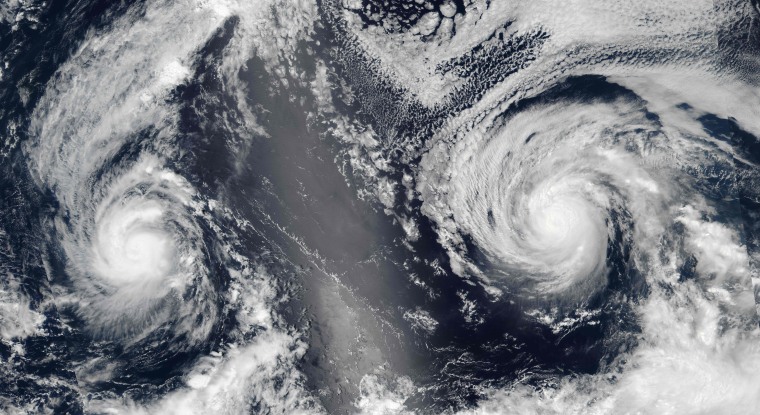 Image: Hurricane Lester (right) and then-Tropical Storm Madeline