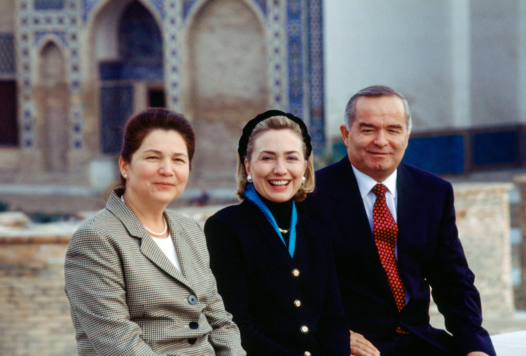 Image:  Tatiana Karimova, Hillary Clinton and Islam Karimov in 1997