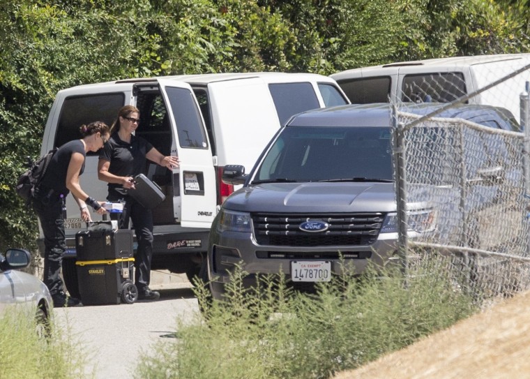 Image: Police arrive at Chris Brown's house