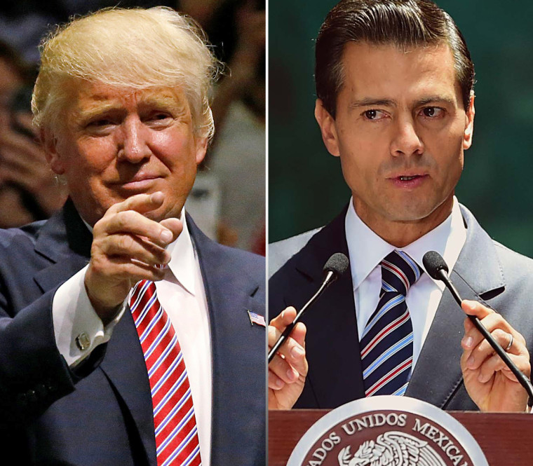Republican presidential candidate Donald Trump, left, and Mexican President Enrique Pena Nieto