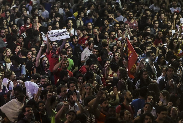 Image: Reactions after Brazilian President Dilma Rousseff is removed from office