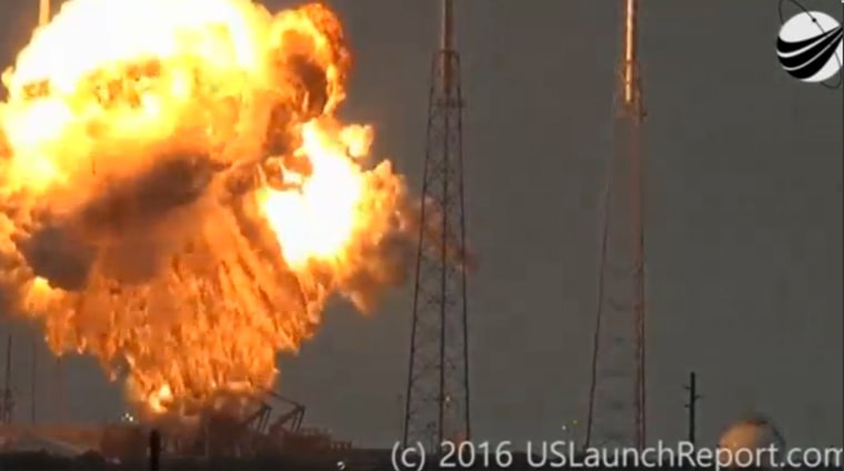 Image: An explosion on the launch site of a SpaceX Falcon 9 rocket is shown in this still image from video in Cape Canaveral