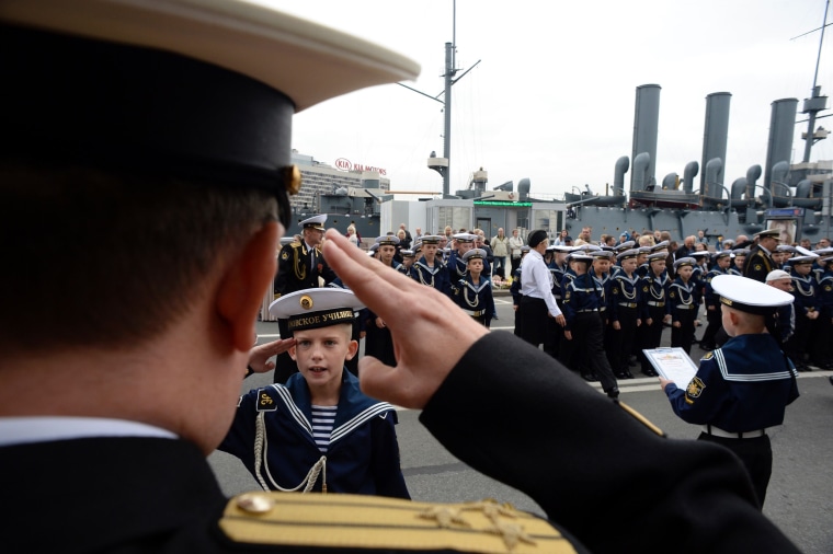 Image: TOPSHOT-RUSSIA-EDUCATION-NAVY-CADETS