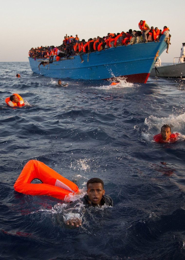 Image: Migrants are rescued from the Mediterranean sea