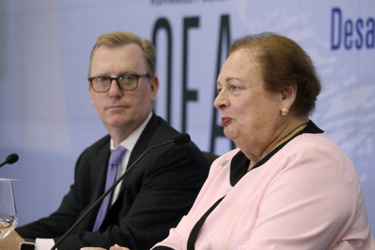 Assistant Secretary of the United States, Mari Carmen Aponte (R) and U.S. Ambassador to the OAS Michael Fitzpatrick in Santo Domingo