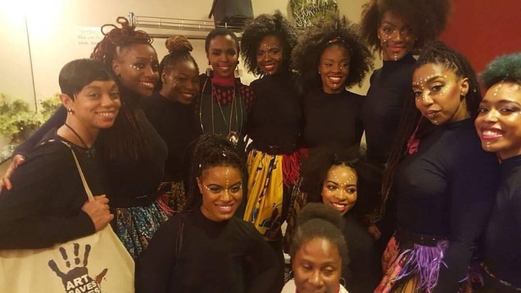 Ms. Lauryn Hill (center) and Shakira Marshall (right) backstage with dancers at the 2016 Black Girls Rock! Awards show in April. Marshall choreographed the performance using her signature Afrosoca dance technique.