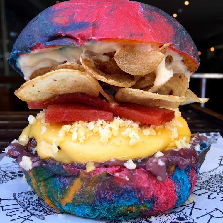 Rainbow Burger in honor of Willy Wonka