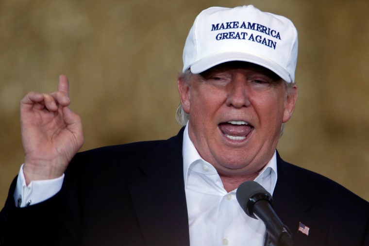 Image: Republican nominee Donald Trump speaks at "Joni's Roast and Ride" in Des Moines