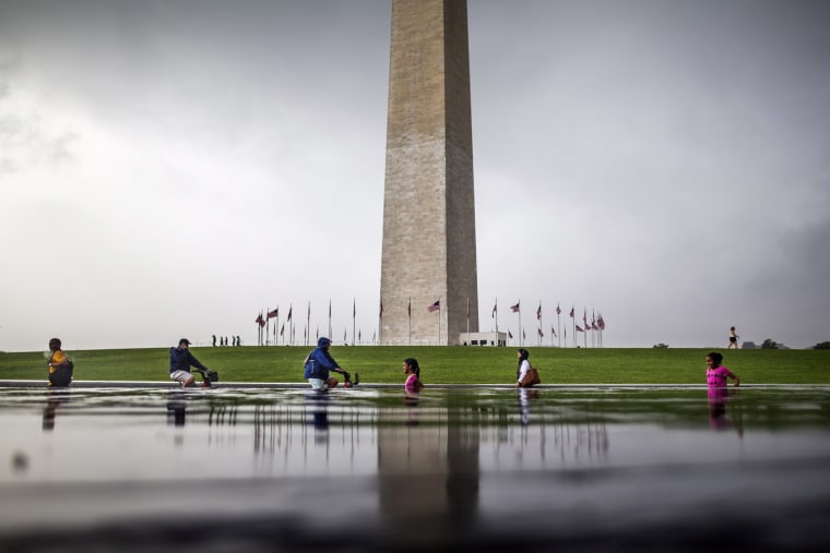 Image: Skies darken near the Washington Monument