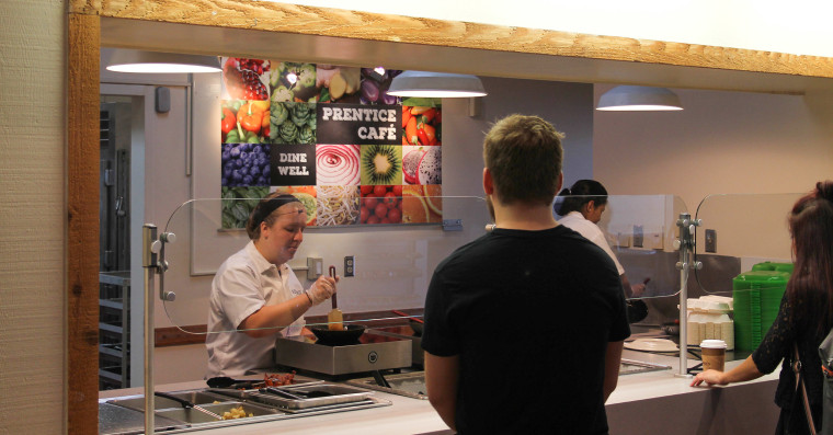 Chefs cook up omelets with bacon and other sides at Kent State University's Prentice Cafe, the only entirely gluten-free campus dining hall in America, according to the school.