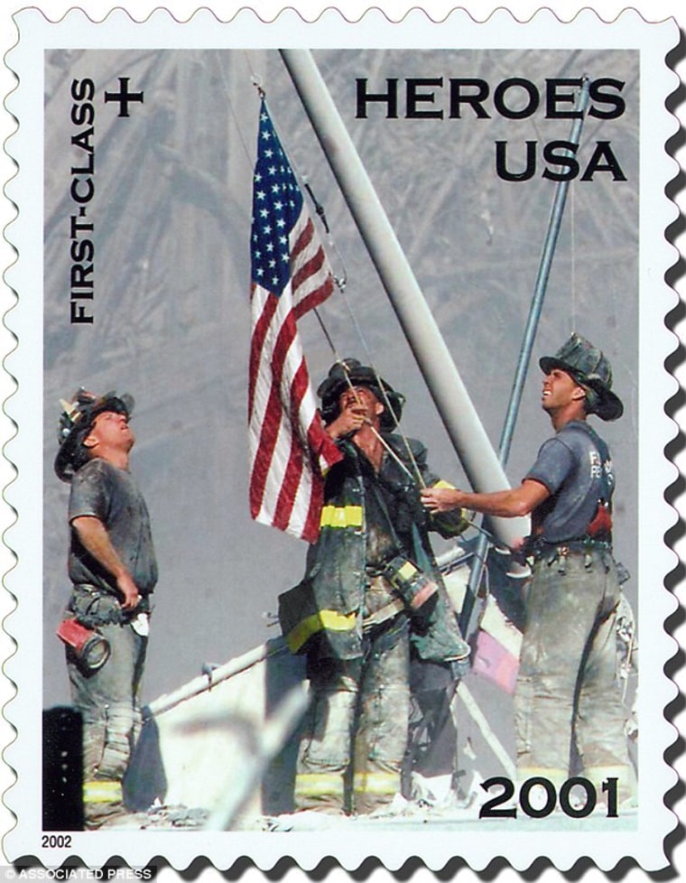 IMAGE: Postage stamp of 9/11 flag photo