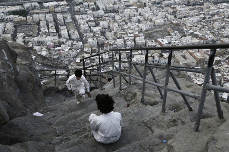 Image: Children from Mecca play atop of of Noor Mountain