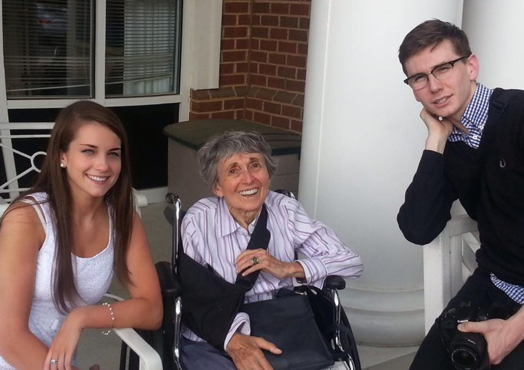 Greta Zimmer Friedman in a recent photo with her grandchildren.