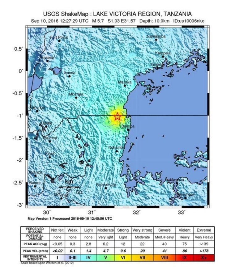Image: 5.7 magnitude earthquake East NorthEast of Nsunga, Tanzania