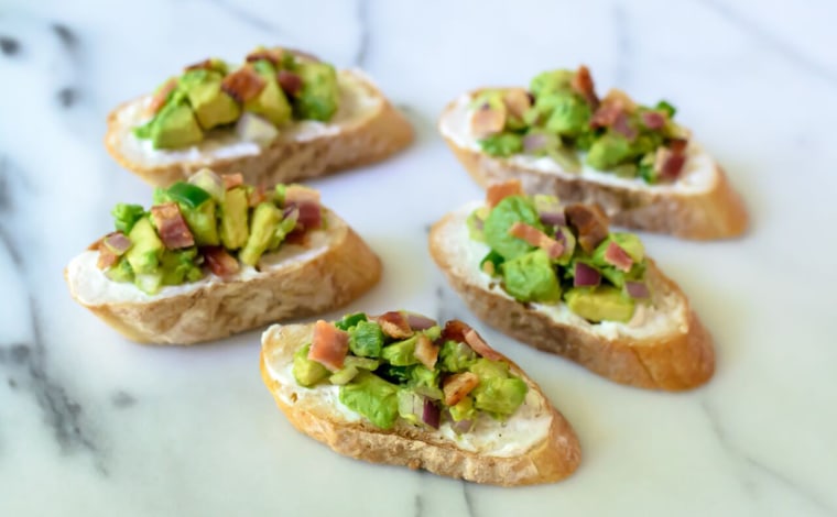 Avocado bacon bruschetta