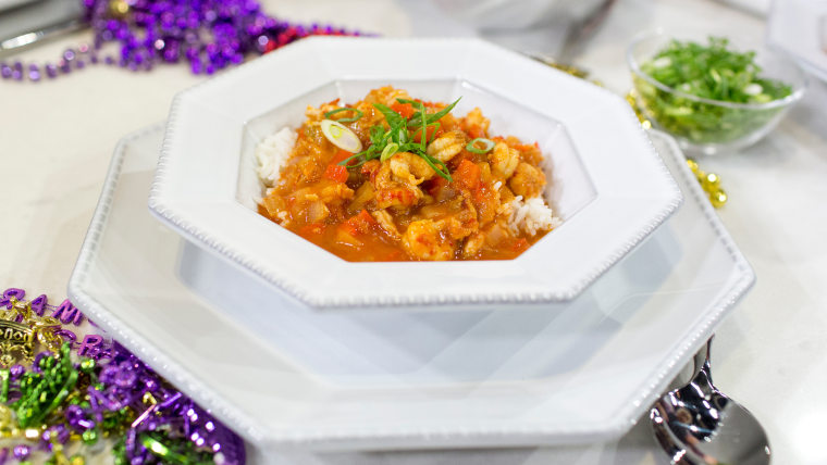 Isaac Toups whips up a Cajun crawfish étouffée and King cake to celebrate Mardis Gras