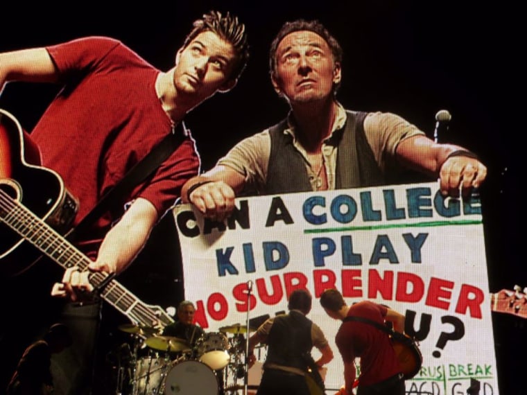 Bruce Springsteen fan on stage for 'No Surrender'