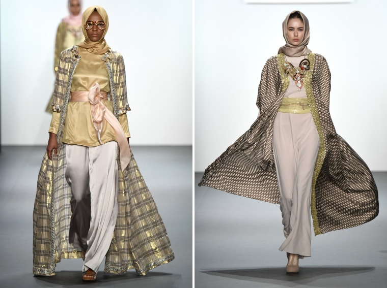 Designer's historic all-hijab runway show gets standing ovation