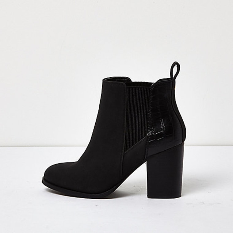 River Island Black patent panel heeled Chelsea boots