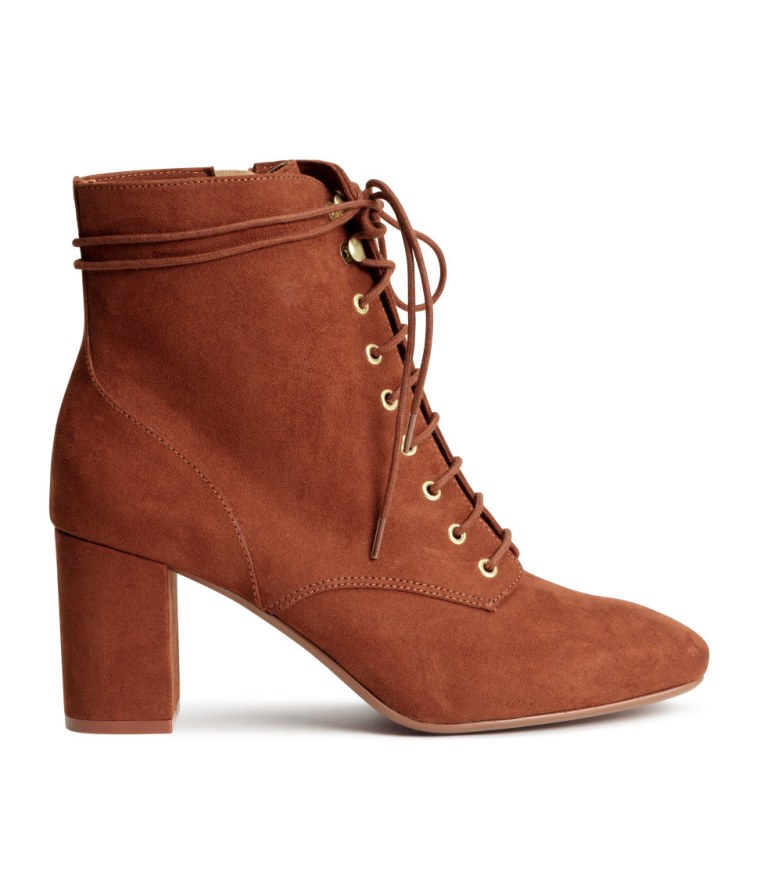 H&amp;M suede lace-up ankle boots