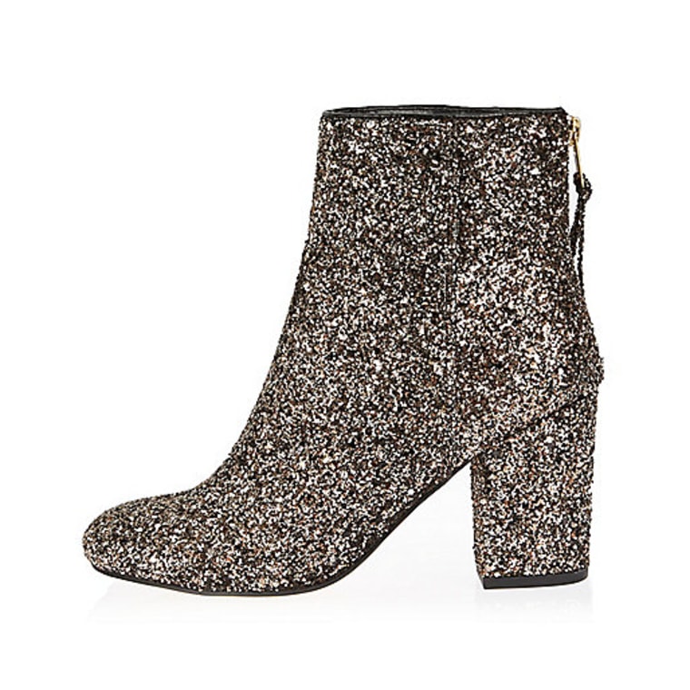 River Island glitter block heel ankle boots